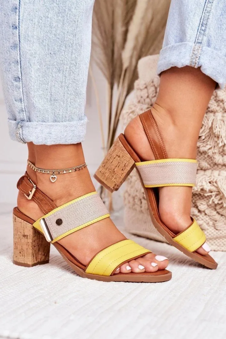 Online Evento Sandały Na Korkowym Słupku Żółte Emmy
