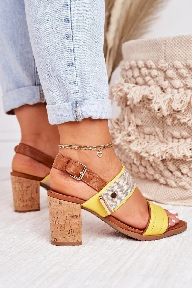 Online Evento Sandały Na Korkowym Słupku Żółte Emmy