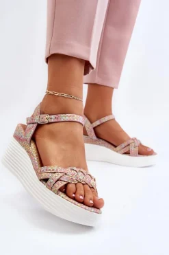 Damskie Boto Sandały Na Koturnie Multikolor Esinna