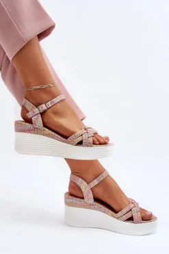 Damskie Boto Sandały Na Koturnie Multikolor Esinna