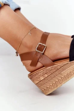 New Damskie buty S.Barski Sandały Na Koturnie S.Barski GD-38 Czarne