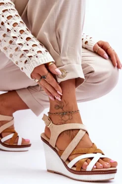 Boto Sandały Na Koturnie*Sandały Na Koturnie Z Paseczkami Beżowe Ellen