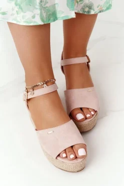 Big Star Shoes Sandały Big Star|Sandały Na Koturnie*Sandały Na Koturnie Z Plecionką Big Star FF274749 Nude