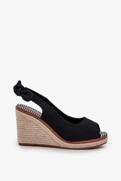 Boto Sandały Na Obcasie|Sandały Na Koturnie*Sandały Na Koturnie Z Plecionką Czarne Nanalis