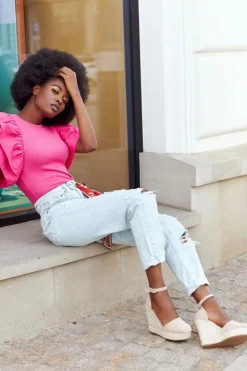 Boto Sandały Na Koturnie*Sandały Na Koturnie Z Plecionką Beżowe Avocado