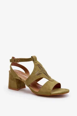 Boto Sandały Na Obcasie*Sandały Na Niskim Obcasie Zielone Eleriva