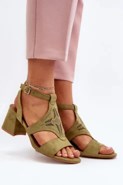 Boto Sandały Na Obcasie*Sandały Na Niskim Obcasie Zielone Eleriva