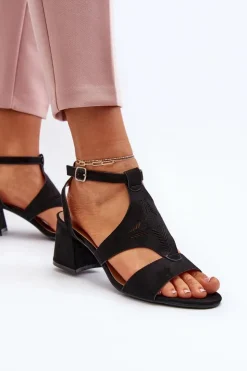 Boto Sandały Na Obcasie*Sandały Na Niskim Obcasie Czarne Eleriva