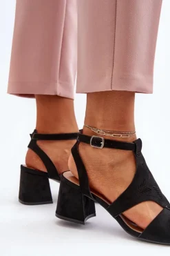 Boto Sandały Na Obcasie*Sandały Na Niskim Obcasie Czarne Eleriva