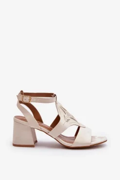 Boto Sandały Na Obcasie*Sandały Na Niskim Obcasie Beżowe Eleriva