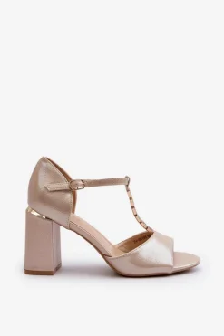 Damskie Buty damskie Vinceza Sandały Na Obcasie Z Cyrkoniami Złote Aniya