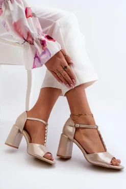 Damskie Buty damskie Vinceza Sandały Na Obcasie Z Cyrkoniami Złote Aniya