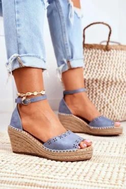 Evento Sandały Na Koturnie*Sandały Na Plecionej Koturnie Niebieskie Sagittarius
