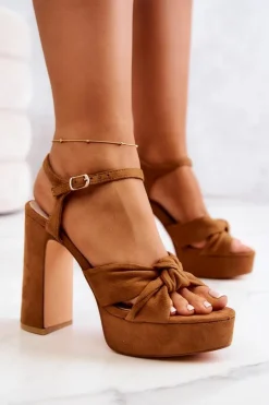 Damskie Big Star Shoes Sandały Na Słupku Big Star JJ274533 Camel