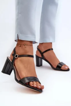 Evento Sandały Na Słupku|Sandały Na Obcasie*Sandały Na Słupku Czarne Glindra Czarny