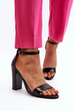 Damskie Boto Sandały Na Słupku Czarne Thakko