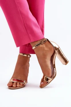 Boto Sandały Na Obcasie*Sandały Na Słupku Różowe Złoto Thakko
