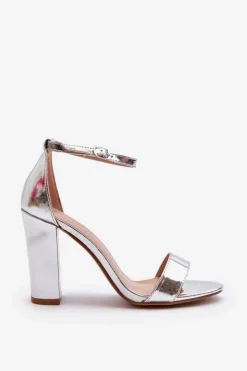 Online Boto Sandały Na Słupku Srebrne Thakko