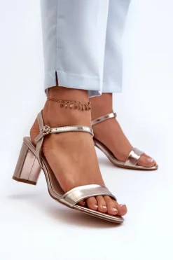 Damskie Evento Sandały Na Słupku Szampańskie Glindra