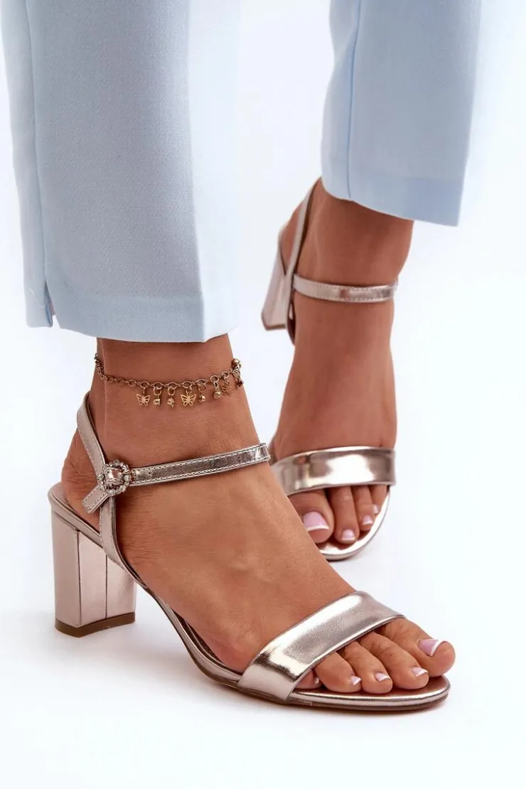 Damskie Evento Sandały Na Słupku Szampańskie Glindra