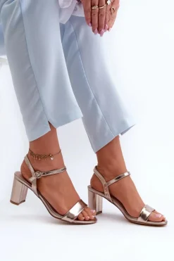 Damskie Evento Sandały Na Słupku Szampańskie Glindra