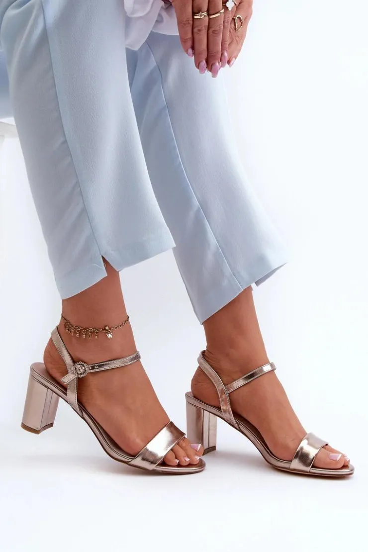 Damskie Evento Sandały Na Słupku Szampańskie Glindra