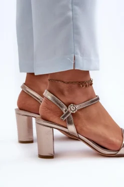 Damskie Evento Sandały Na Słupku Szampańskie Glindra