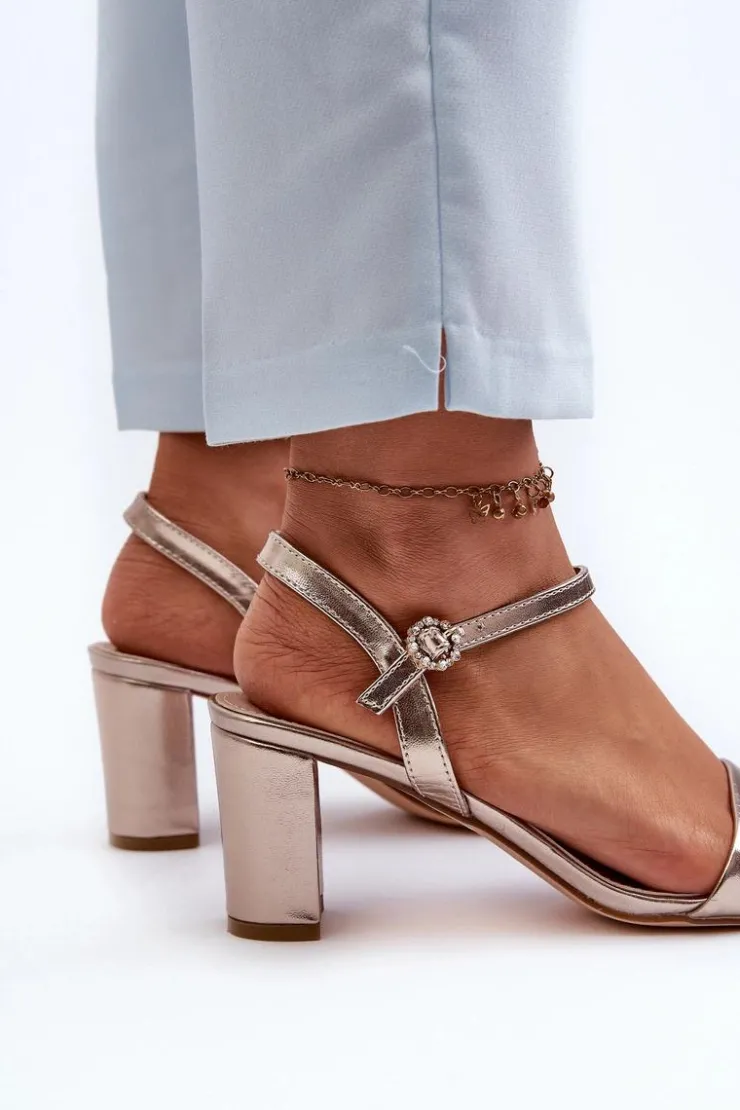 Damskie Evento Sandały Na Słupku Szampańskie Glindra