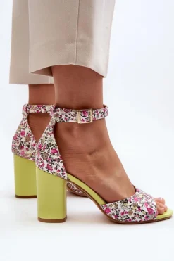 Boto Sandały Na Obcasie*Sandały Na Słupku W Kwiaty Żółte Vitamella