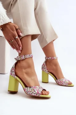 Boto Sandały Na Obcasie*Sandały Na Słupku W Kwiaty Żółte Vitamella