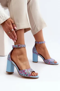 Clearance Boto Sandały Na Słupku W Kwiaty Niebieskie Vitamella