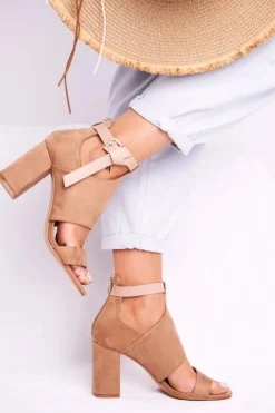 Damskie Buty damskie Vinceza Sandały Na Słupku Z Cholewką Vinceza 20-17054 Beżowe