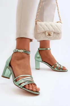 Evento Sandały Na Słupku|Sandały Na Obcasie*Sandały Na Słupku Z Paseczkami Zielone Enitia Zielony