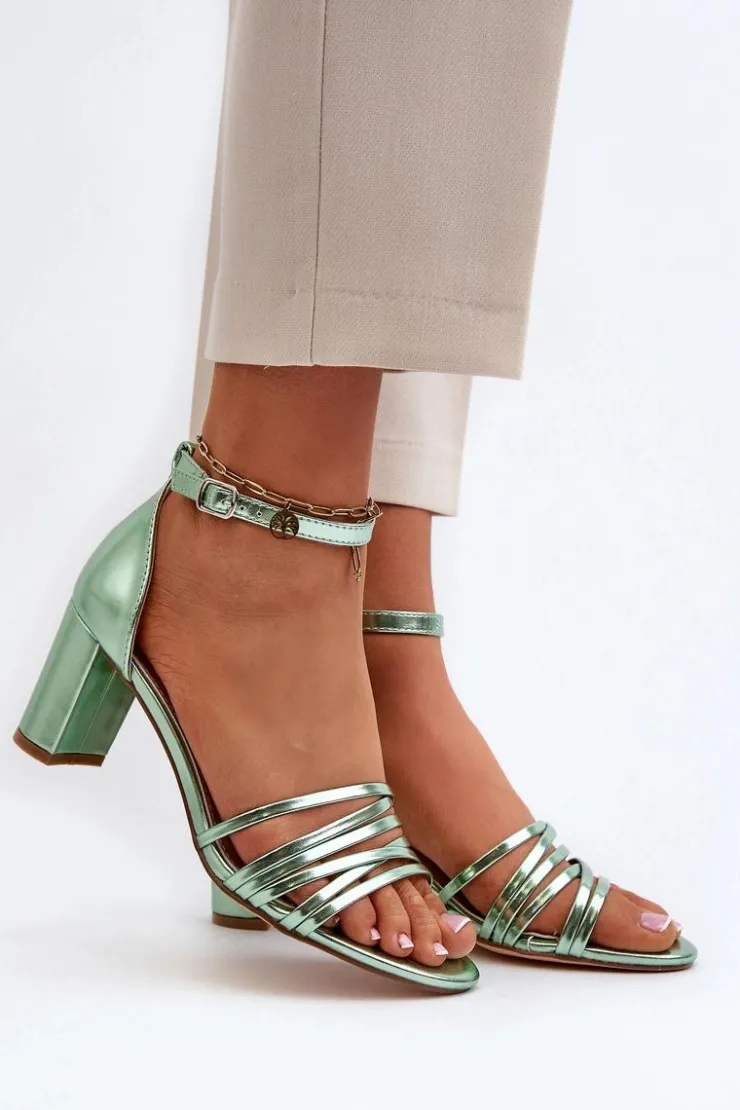 Evento Sandały Na Słupku|Sandały Na Obcasie*Sandały Na Słupku Z Paseczkami Zielone Enitia Zielony