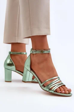 Evento Sandały Na Słupku|Sandały Na Obcasie*Sandały Na Słupku Z Paseczkami Zielone Enitia Zielony