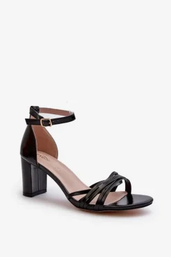Clearance Evento Sandały Na Słupku Z Paseczkami Czarne Enitia Czarny
