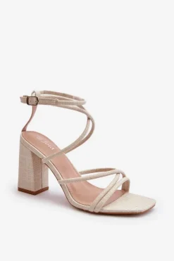 Boto Sandały Na Obcasie*Sandały Na Słupku Z Paskami Nude Herfiana