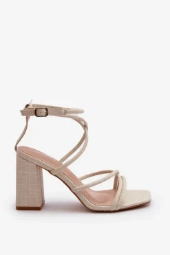 Boto Sandały Na Obcasie*Sandały Na Słupku Z Paskami Nude Herfiana