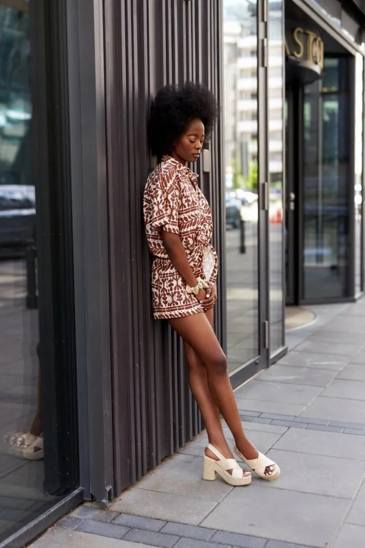 Damskie Big Star Shoes Sandały Na Słupku Z Plecionką Big Star HH274388 Beżowe