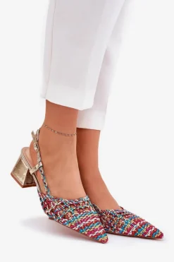 Best Boto Sandały Na Słupku Z Plecionką I Szpiczastymi Noskami Multikolor Resterri Wielokolorowy