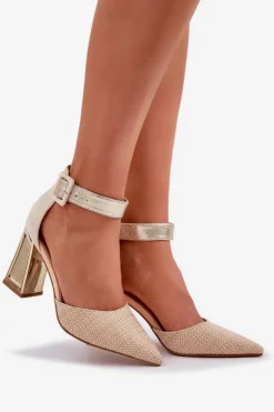 Boto Sandały Na Słupku|Sandały Na Obcasie*Sandały Na Słupku Ze Szpiczastymi Noskami Złote Gekkaria