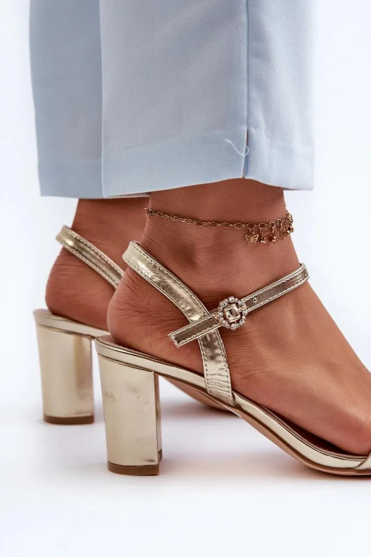 Online Evento Sandały Na Słupku Złote Glindra