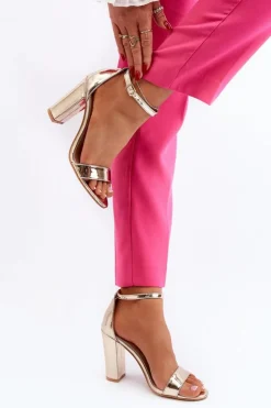 Damskie Boto Sandały Na Słupku Złote Thakko