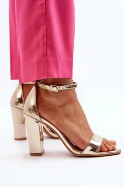 Damskie Boto Sandały Na Słupku Złote Thakko