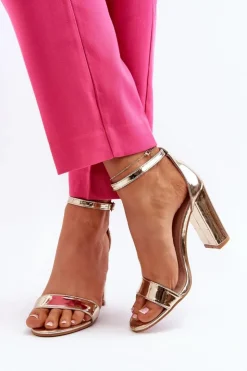 Damskie Boto Sandały Na Słupku Złote Thakko