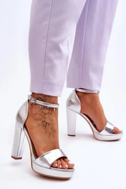 Boto Sandały Na Obcasie*Sandały Na Wysokim Obcasie Srebrne Mandy