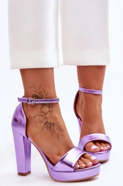 Damskie Boto Sandały Na Wysokim Obcasie Fioletowe Mandy