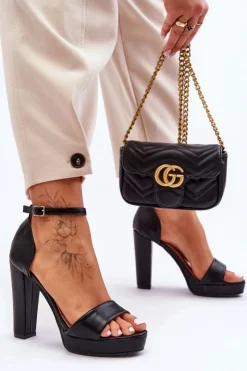 Hot Boto Sandały Na Wysokim Obcasie Czarne Mandy