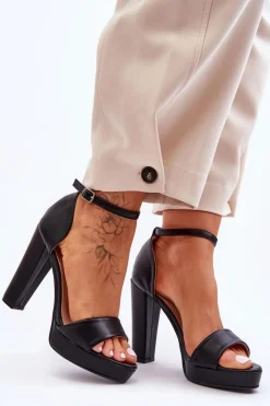 Hot Boto Sandały Na Wysokim Obcasie Czarne Mandy
