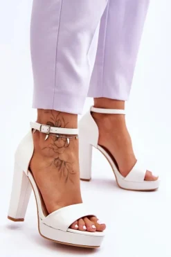Damskie Boto Sandały Na Wysokim Obcasie Białe Mandy